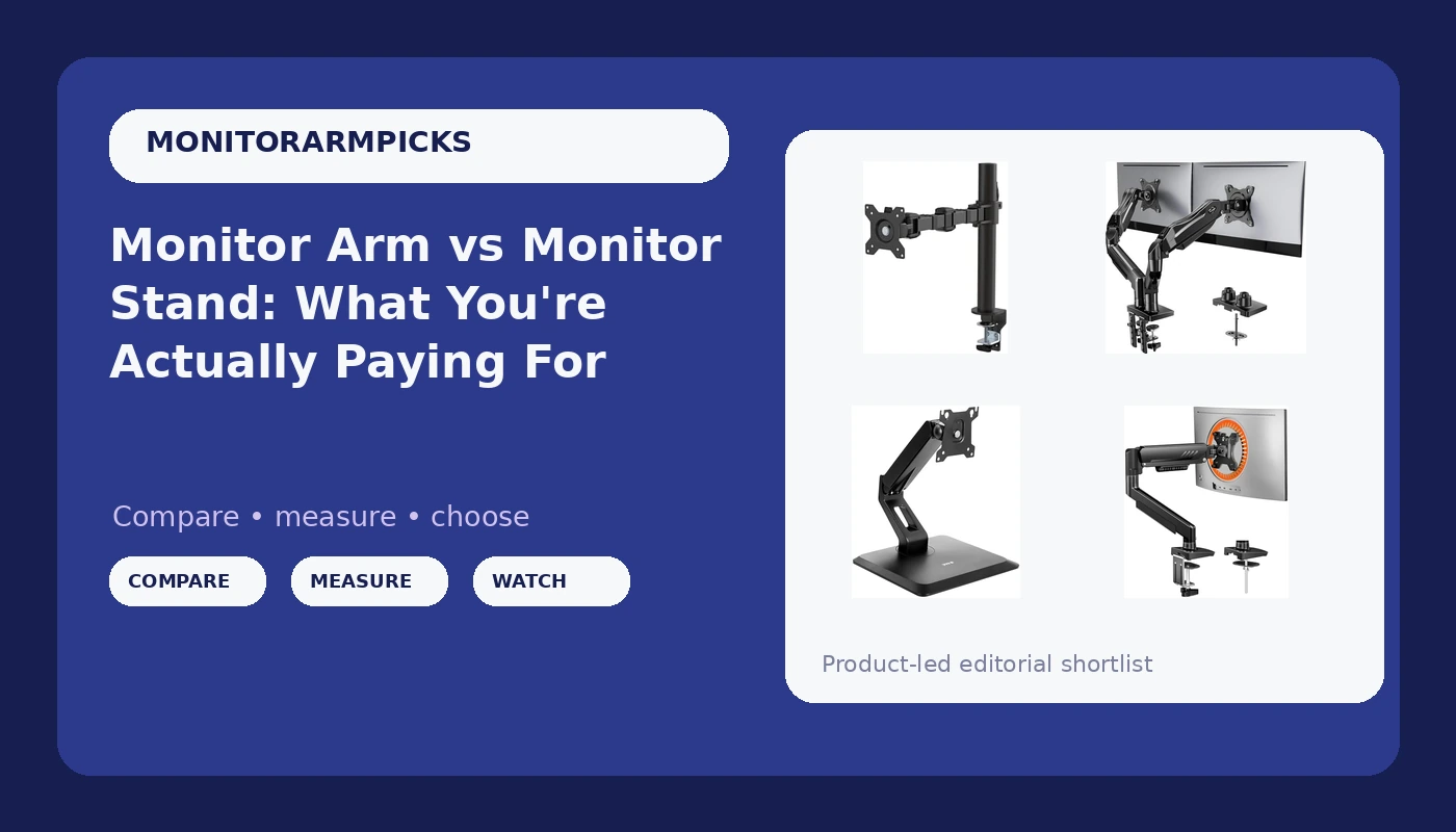 Monitor Arm vs Monitor Stand: What You're Actually Paying For - MonitorArmPicks review with measurements and honest opinion